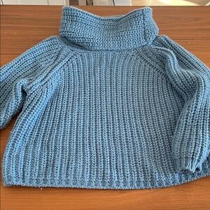 Simons Sky Blue Cowl Neck Sweater